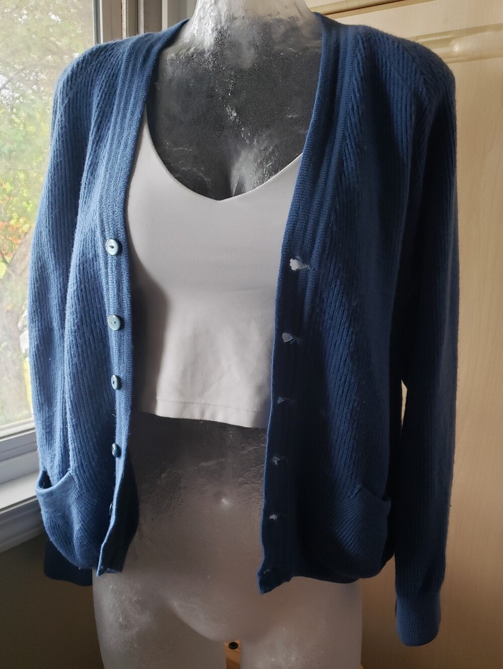 100% Wool Women's Cardigan Sweater - Classic V-Neck Made In